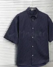 D1OR 22FW Oblique Kasuri 全棉牛仔布 滿版老花 經典短袖襯衫 外套 CD