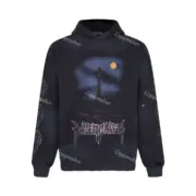 巴黎 BLC 23FW Paris Moon Crinkled Fleece Hoodie 顛倒鐵塔做舊破洞 帽T連帽衛衣
