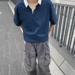 【現貨】BV家 23SS 拼色拼接 素色簡約 重磅高克重 短袖Polo衫T恤 藍色