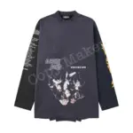 巴黎 BLC 22SS 速度獵人 顛倒印花 雙領口 logo 破壞 刀割 拼接 長袖 T恤