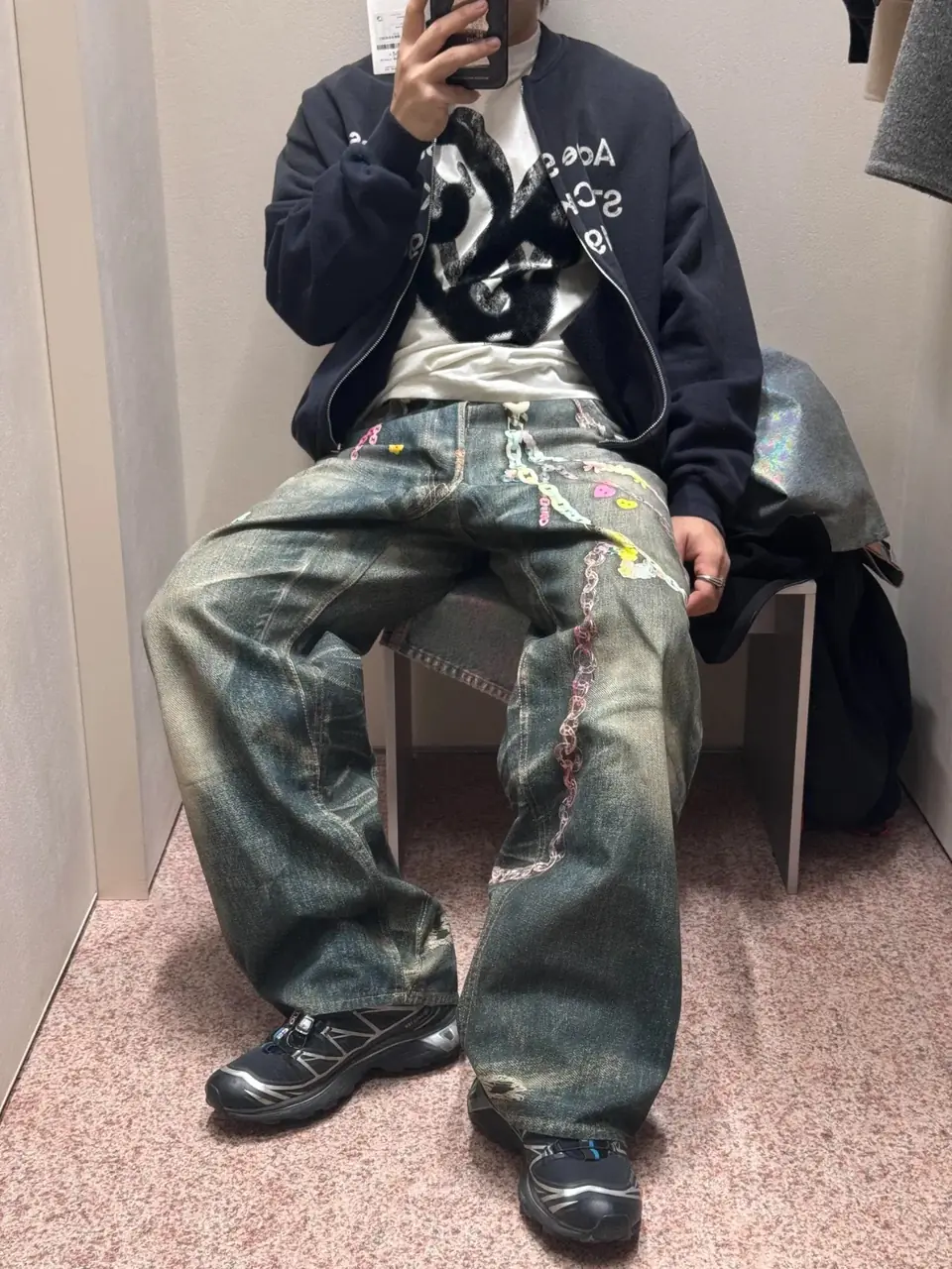 detail_01-757 【現貨】Acne Studios 25SS 做舊水洗 糖果鏈條 3D印花 直筒牛仔褲長褲工裝褲 1981M/2006:圖片 1