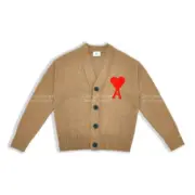 【福利回饋】AMI PARIS 21SS 愛心刺繡Logo V領針織衫開衫夾克外套毛衣