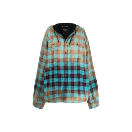 巴黎 BLC 22FW 漸層水洗 格紋 法蘭絨 棉服 外套 夾克