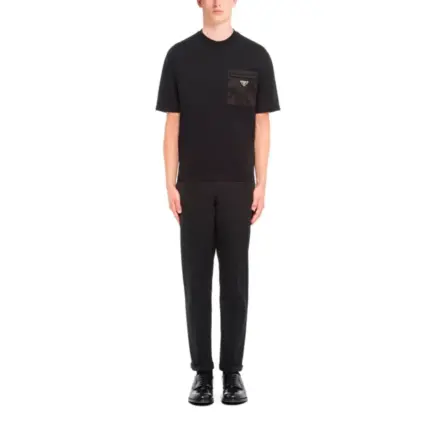 PRA 24SS Re-Nylon and jersey T-shirt 再生尼龍 拼接口袋 三角標鐵牌 短袖T恤