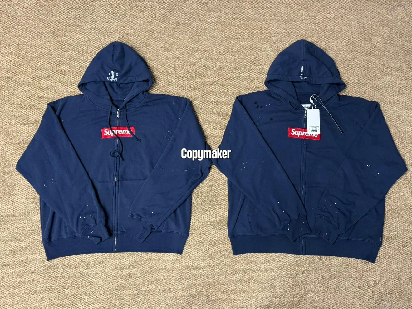 【618新品】Sup x MM6 Maison Margiela SS26 聯名 BoxLogo 拉鍊夾克連帽外套 黑色/深藍