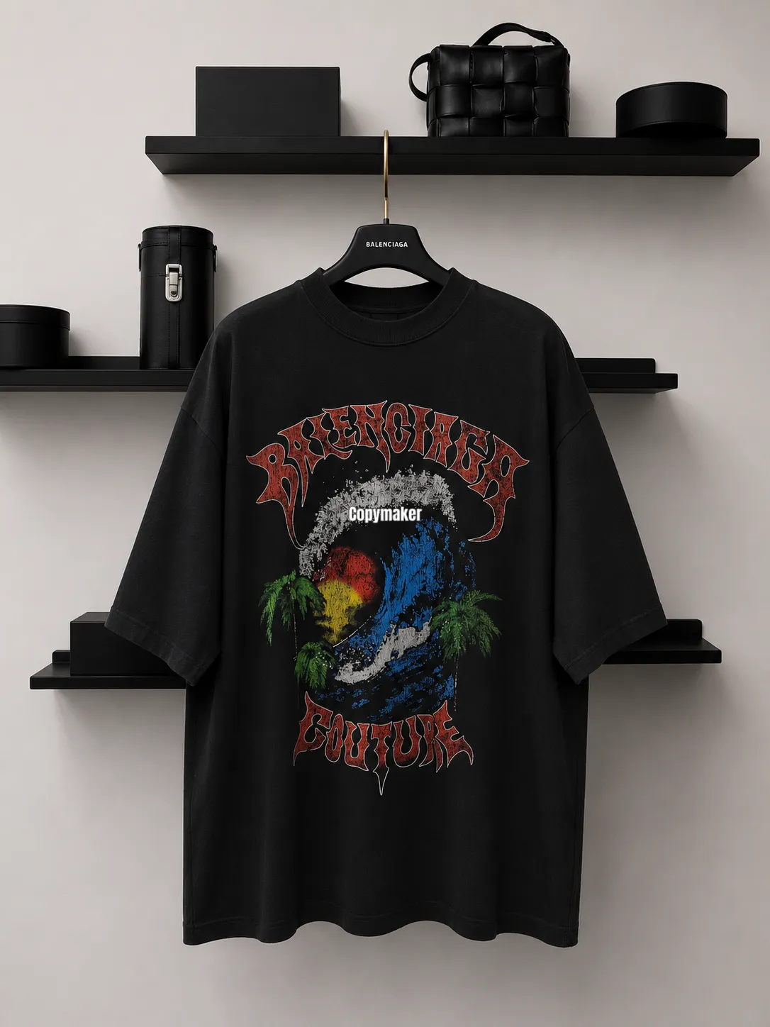 【618新品】巴黎 BLC 26SS Holiday系列 VINTAGE SURFER 短袖T恤 黑色/灰色