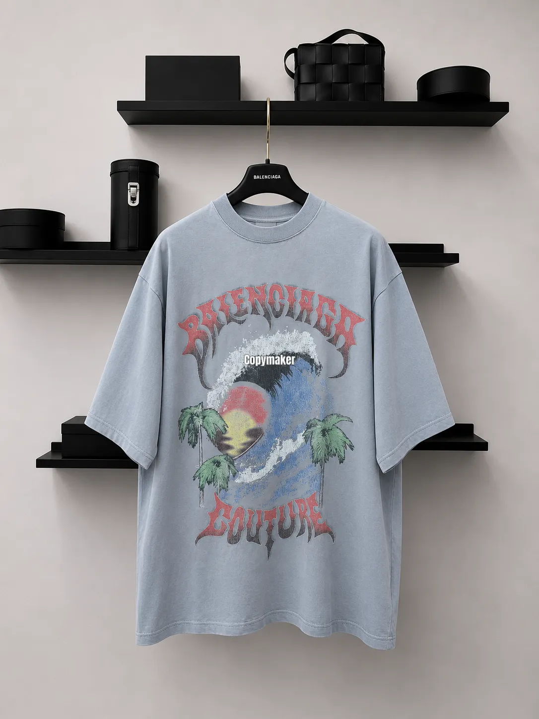 【618新品】巴黎 BLC 26SS Holiday系列 VINTAGE SURFER 短袖T恤 黑色/灰色