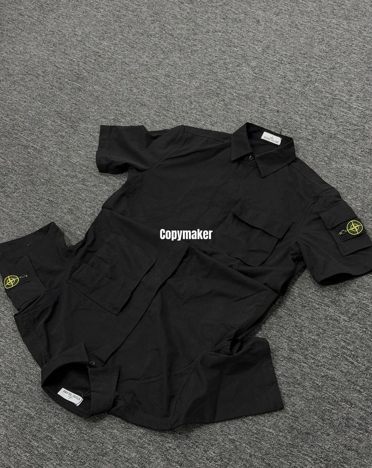 【現貨】STONE ISLAND 26SS 石頭島 純棉梭織袖章 工裝短袖襯衫T恤短袖夾克 黑色