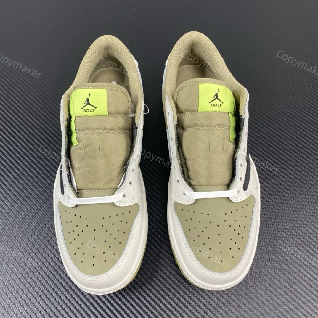 【現貨】Travis Scott x Air Jordan 1 Low Golf 聯名 麂皮鴛鴦 白橄欖綠 倒鉤6.0 AJ1