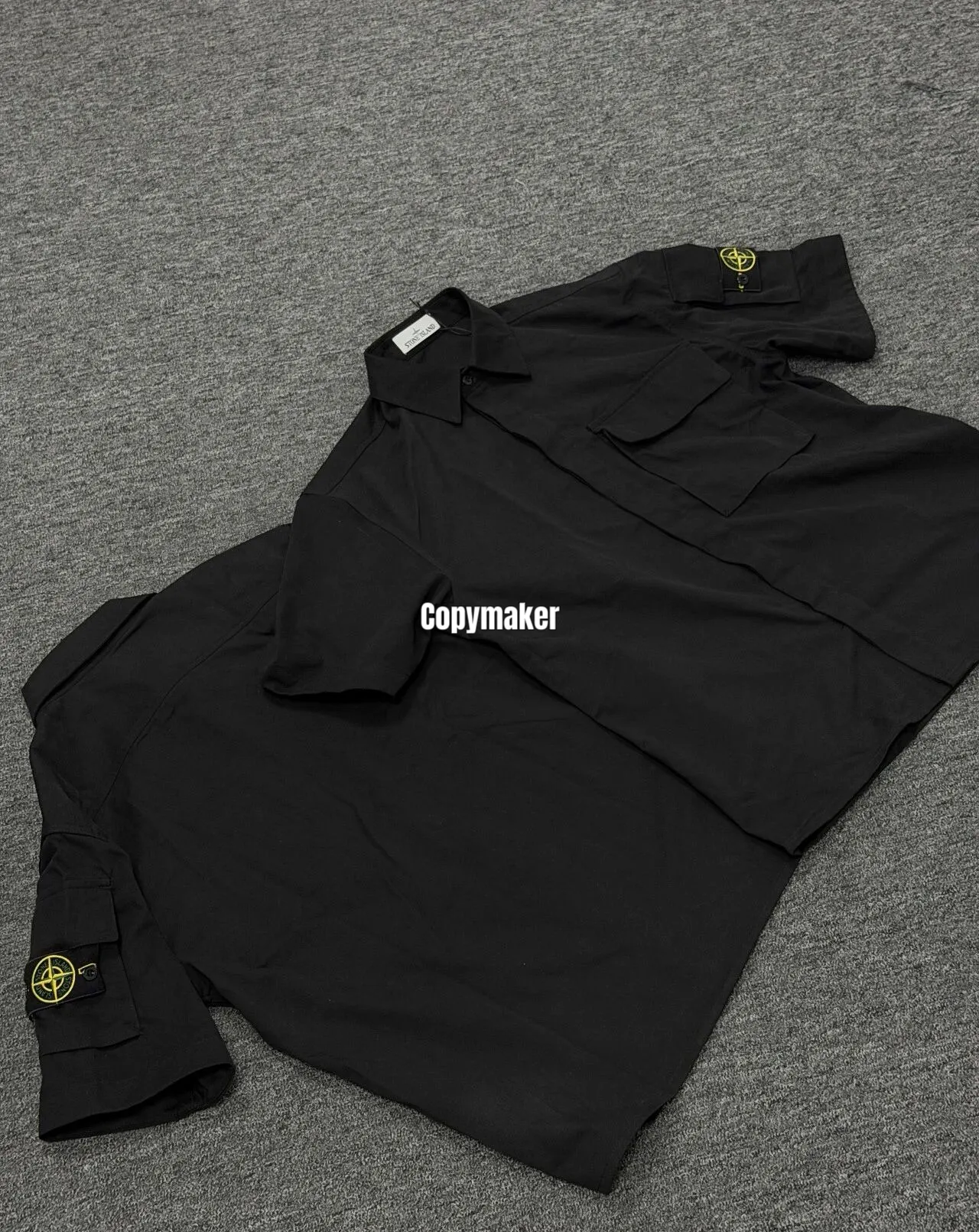 【現貨】STONE ISLAND 26SS 石頭島 純棉梭織袖章 工裝短袖襯衫T恤短袖夾克 黑色