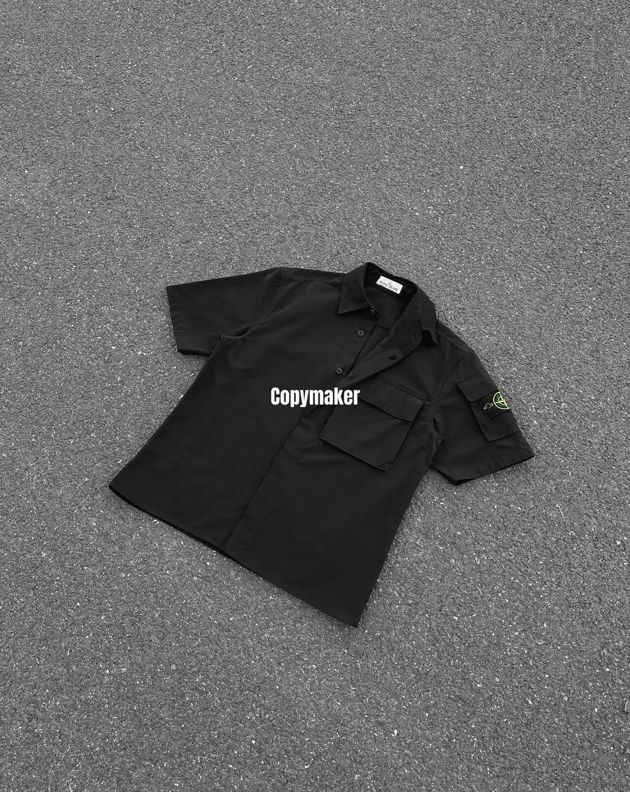 【現貨】STONE ISLAND 26SS 石頭島 純棉梭織袖章 工裝短袖襯衫T恤短袖夾克 黑色