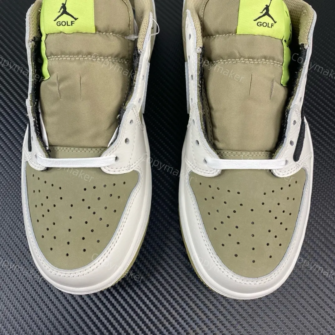 【現貨】Travis Scott x Air Jordan 1 Low Golf 聯名 麂皮鴛鴦 白橄欖綠 倒鉤6.0 AJ1