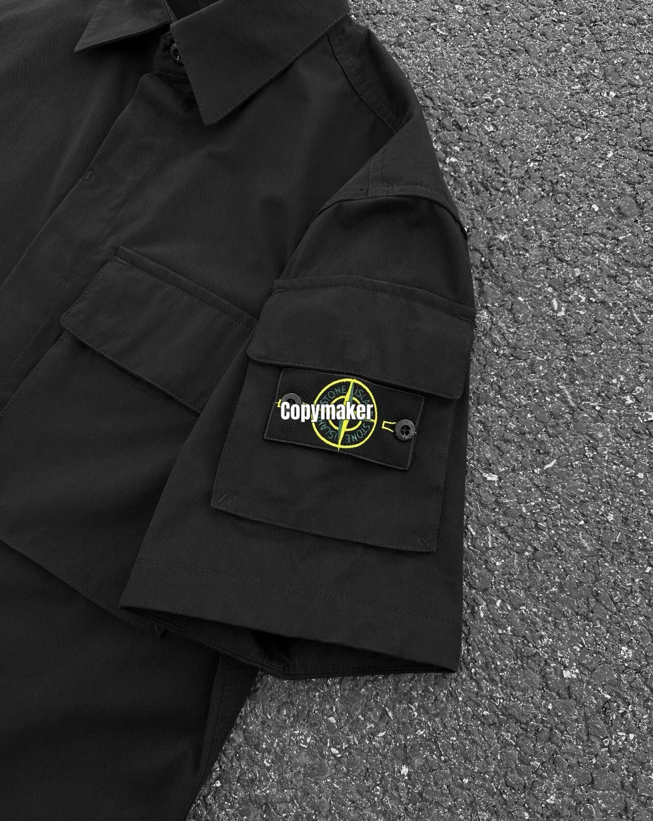 【現貨】STONE ISLAND 26SS 石頭島 純棉梭織袖章 工裝短袖襯衫T恤短袖夾克 黑色