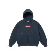 【618新品】Sup x MM6 Maison Margiela SS26 聯名 BoxLogo 拉鍊夾克連帽外套 黑色/深藍：圖片 2