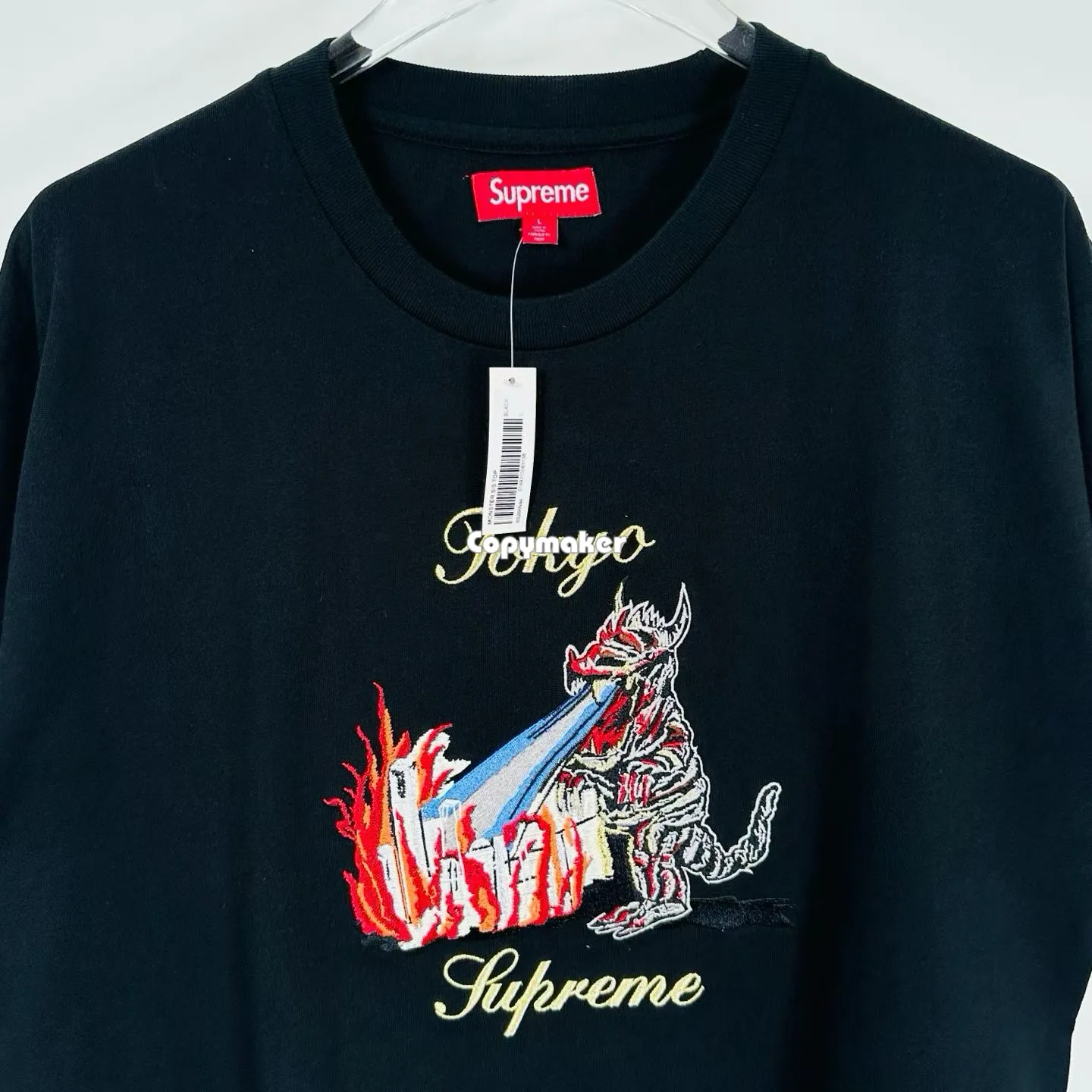 【預售】Sup SS26 WEEK7 Monster S/S Top 東京噴火怪獸酷斯拉刺繡印花 短袖T恤 黑/白