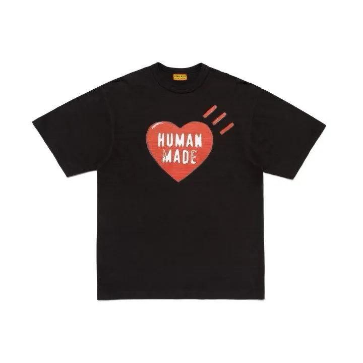 【預售】Human Made x KAWS 26SS 胸前愛心印花 竹節棉 短袖T恤 黑/白