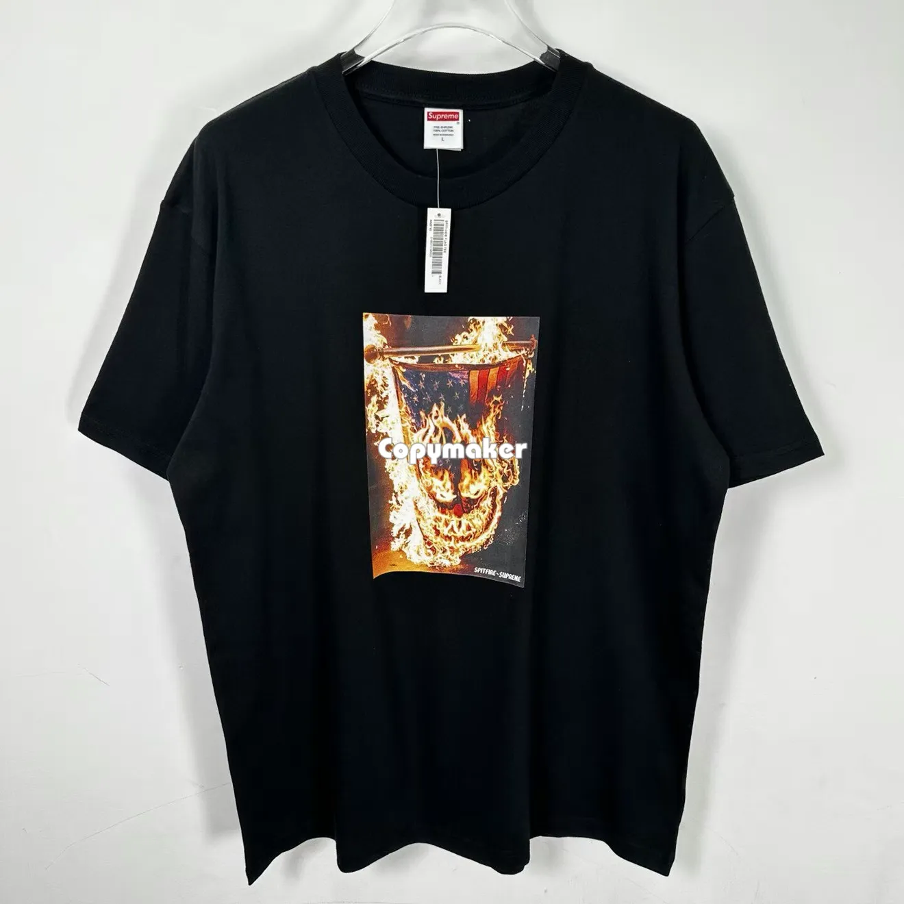 【預售】Sup Spitfire 聯名款 SS26 WEEK17 Flag Tee 笑臉火焰燃燒美國國旗 短袖T恤 黑/白