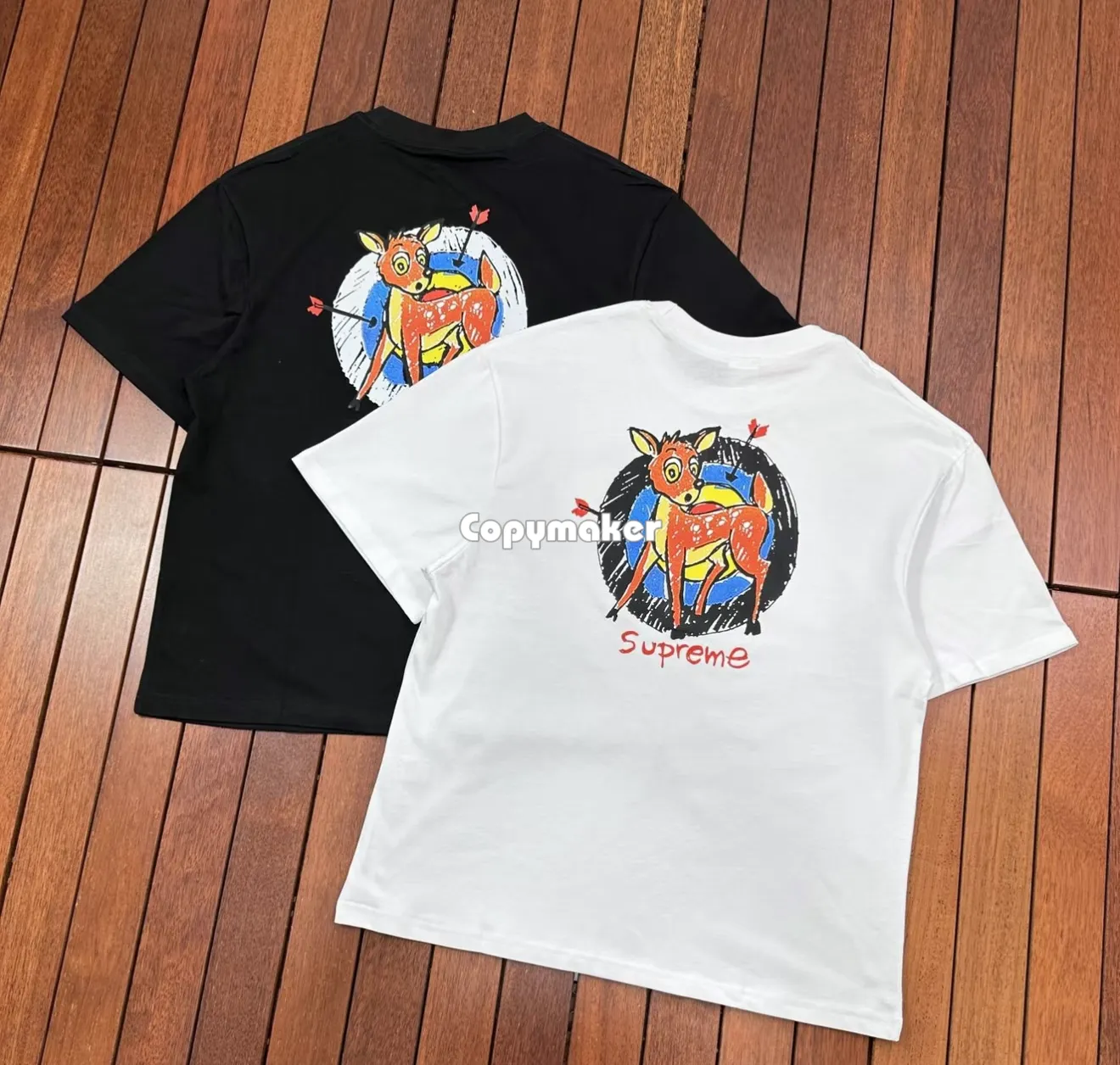 【預售】Sup SS22 WEEK 1 Deer Tee 小鹿斑比箭靶卡通 圖像印花 短袖T恤 黑/白