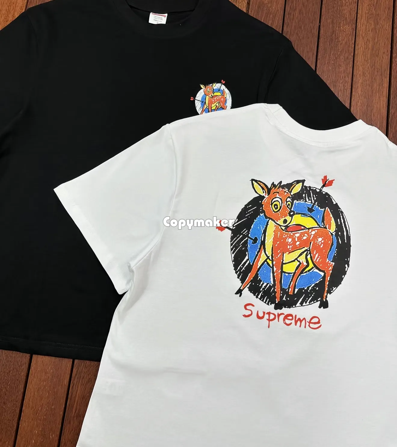 【預售】Sup SS22 WEEK 1 Deer Tee 小鹿斑比箭靶卡通 圖像印花 短袖T恤 黑/白