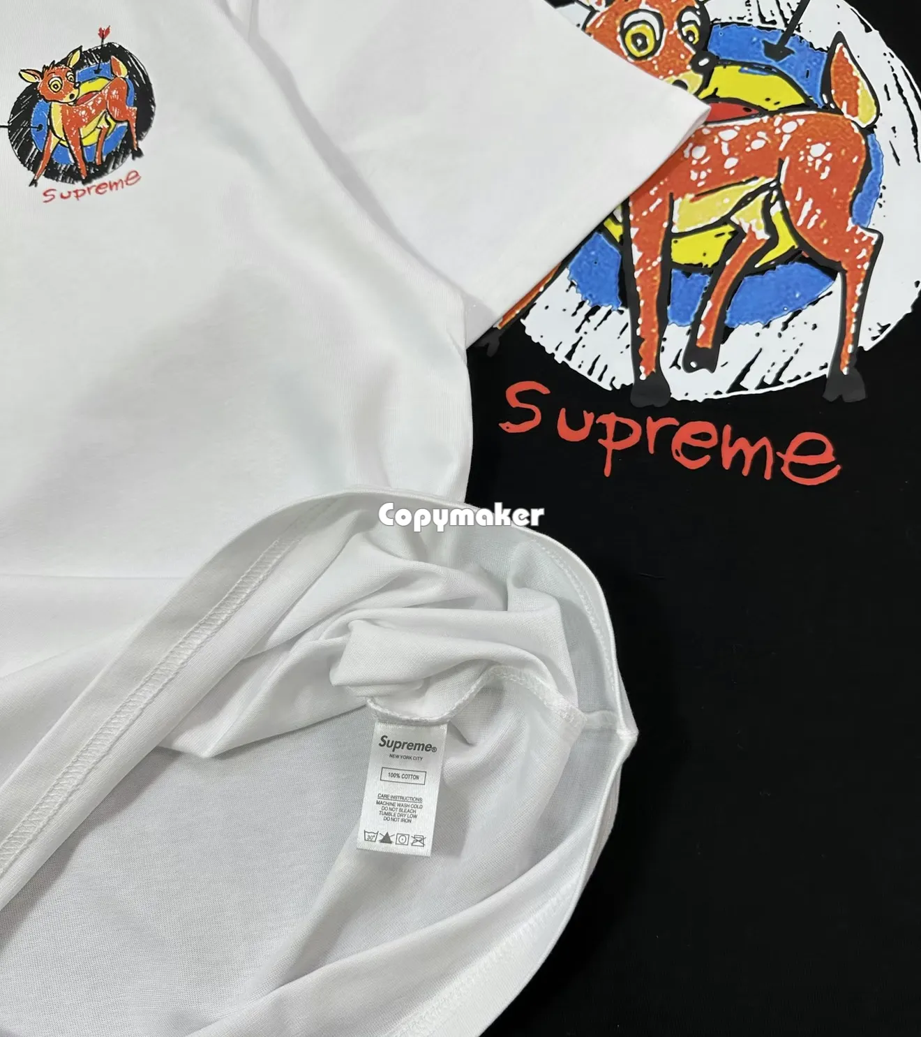 【預售】Sup SS22 WEEK 1 Deer Tee 小鹿斑比箭靶卡通 圖像印花 短袖T恤 黑/白
