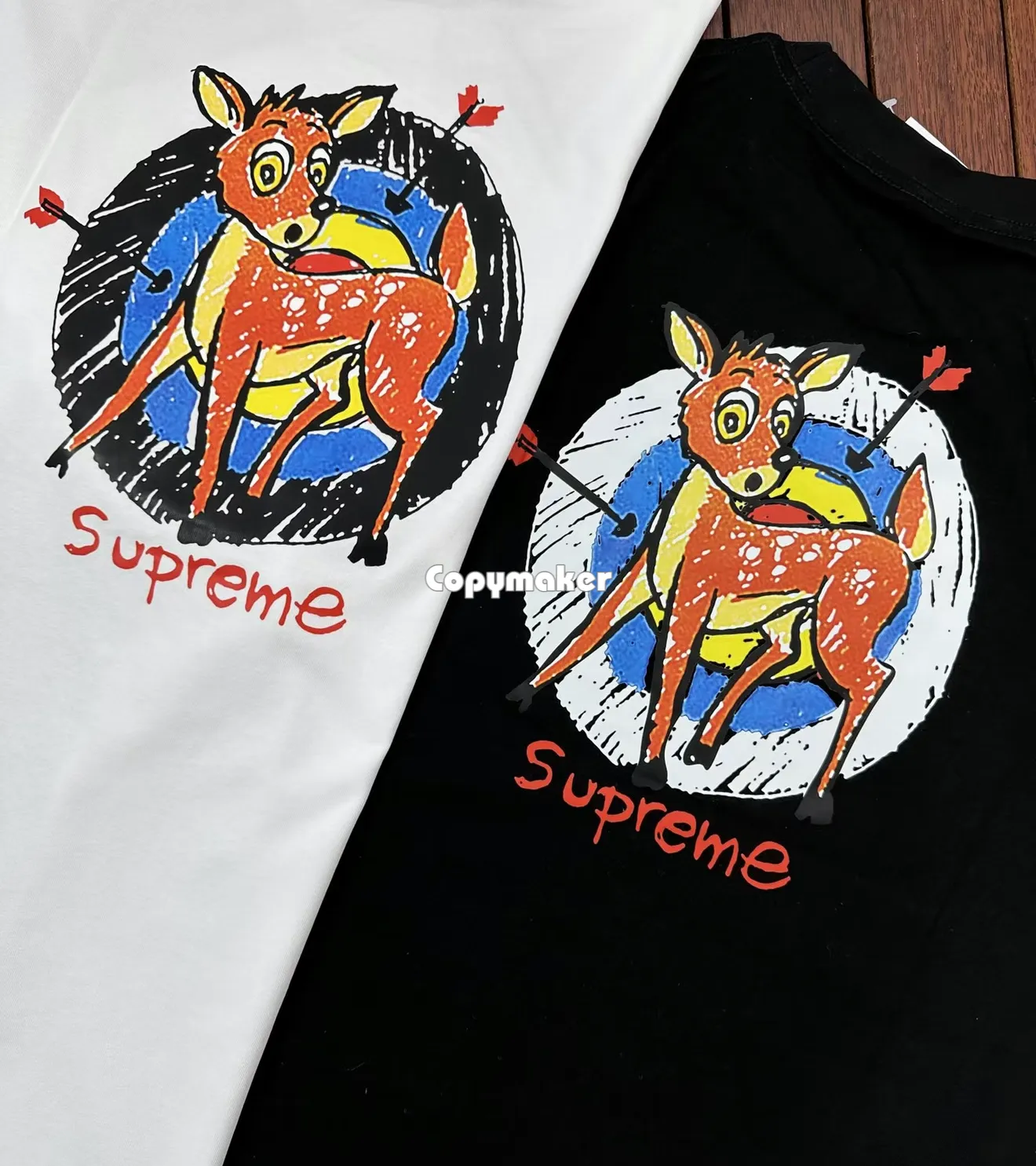 【預售】Sup SS22 WEEK 1 Deer Tee 小鹿斑比箭靶卡通 圖像印花 短袖T恤 黑/白