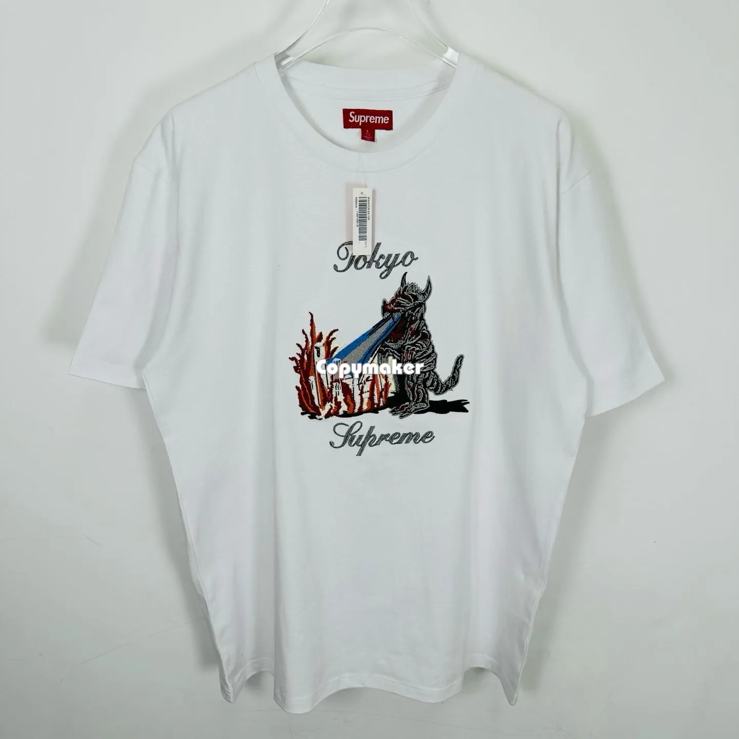 【預售】Sup SS26 WEEK7 Monster S/S Top 東京噴火怪獸酷斯拉刺繡印花 短袖T恤 黑/白