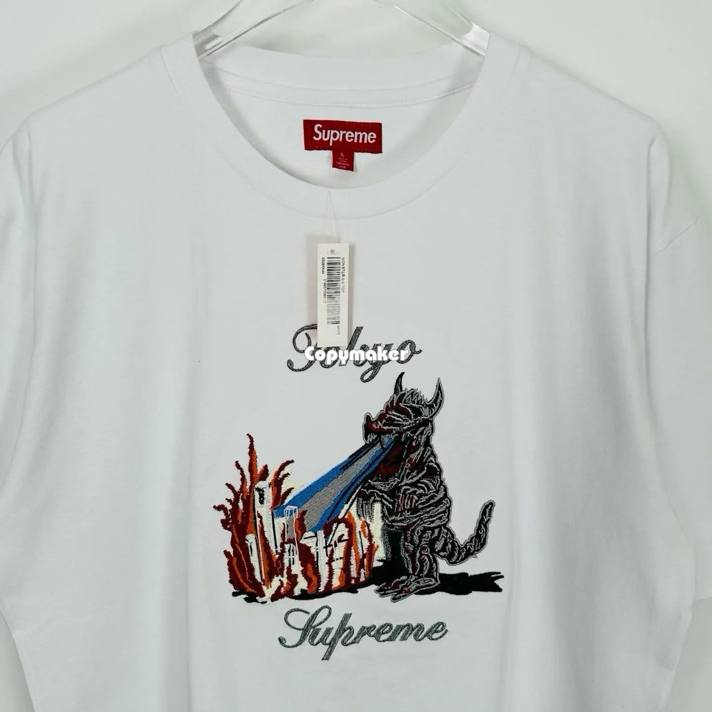【預售】Sup SS26 WEEK7 Monster S/S Top 東京噴火怪獸酷斯拉刺繡印花 短袖T恤 黑/白