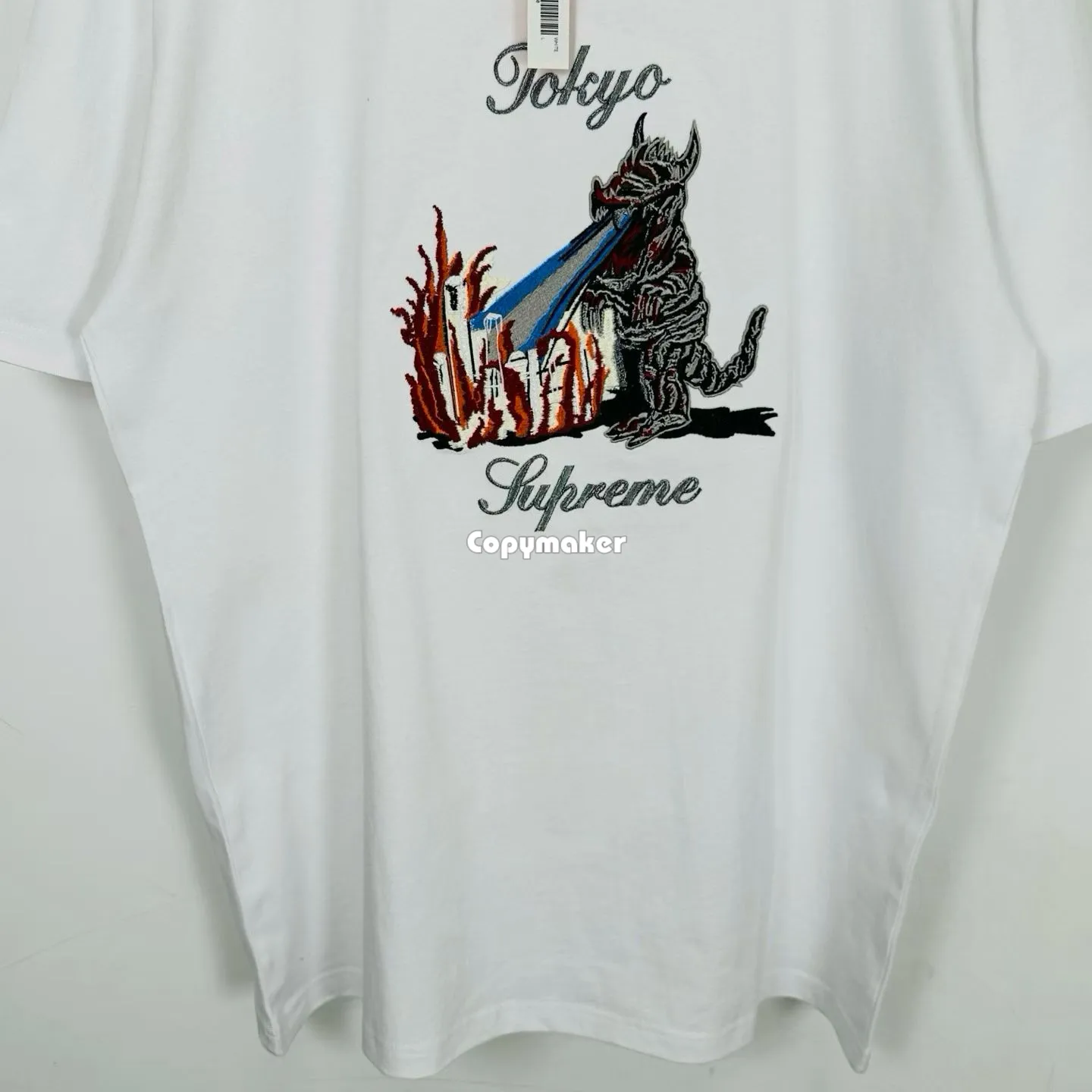 【預售】Sup SS26 WEEK7 Monster S/S Top 東京噴火怪獸酷斯拉刺繡印花 短袖T恤 黑/白