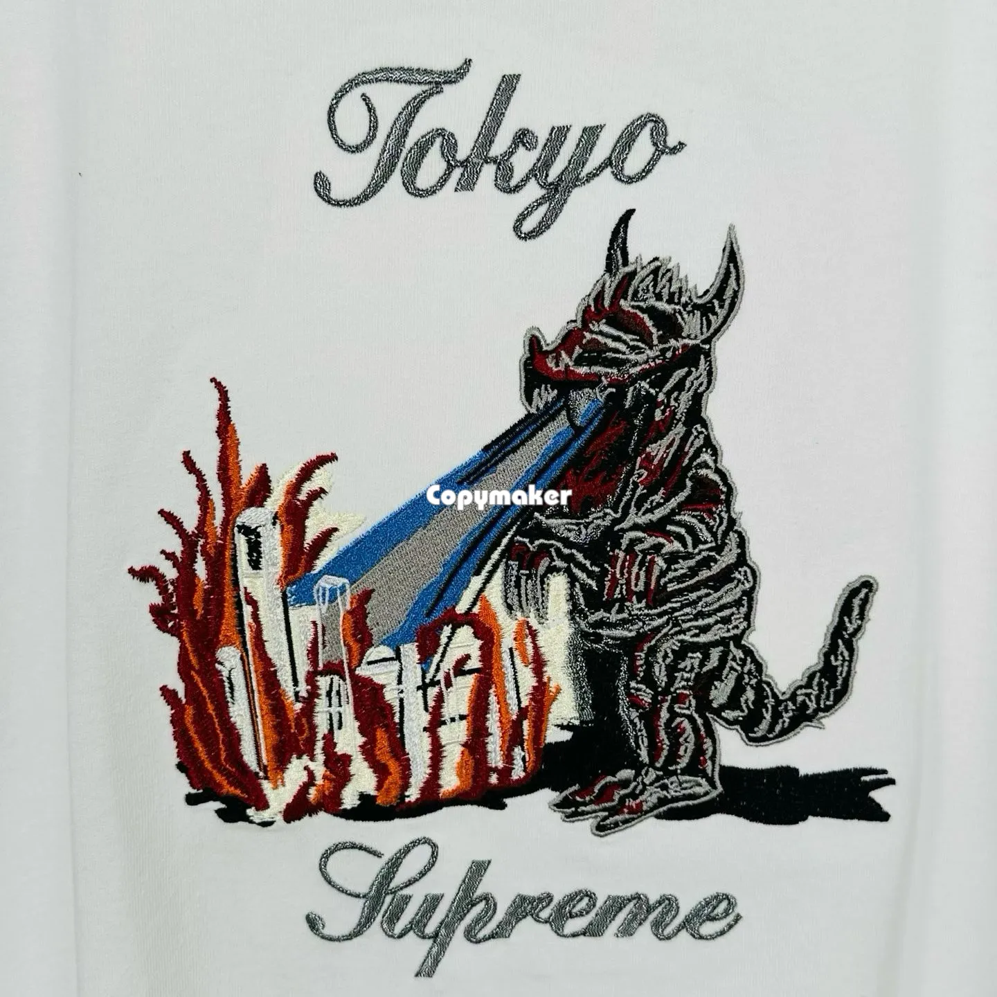 【預售】Sup SS26 WEEK7 Monster S/S Top 東京噴火怪獸酷斯拉刺繡印花 短袖T恤 黑/白