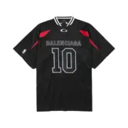 【預售】【過驗】巴黎 BLC 26SS x NBA 聯名 拼接刺繡logo 短袖T恤足球衣 黑色