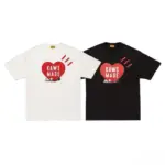 【預售】Human Made x KAWS 26SS 胸前愛心印花 竹節棉 短袖T恤 黑/白