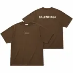 【預售】巴黎 BLC 26SS 胸前刺繡字母 後背大logo 簡約素色 短袖T恤 棕色