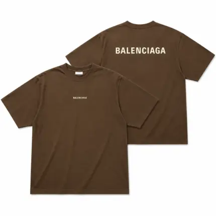 【預售】巴黎 BLC 26SS 胸前刺繡字母 後背大logo 簡約素色 短袖T恤 棕色