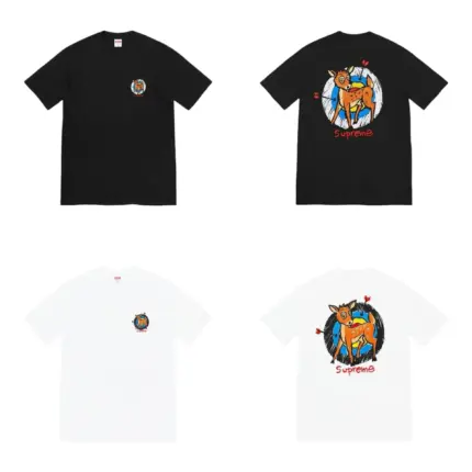 【預售】Sup SS22 WEEK 1 Deer Tee 小鹿斑比箭靶卡通 圖像印花 短袖T恤 黑/白