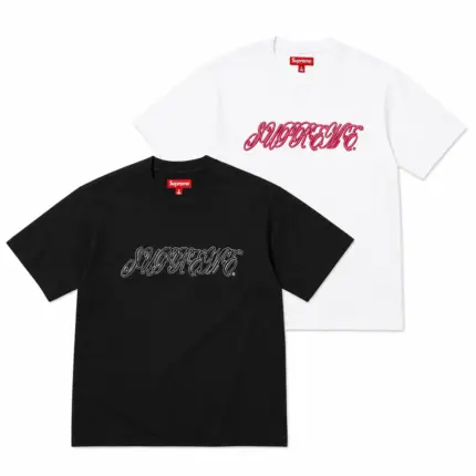 【預售】Sup SS26 WEEK8 Raised Script S/S Top 草寫logo刺繡 短袖T恤 黑/白