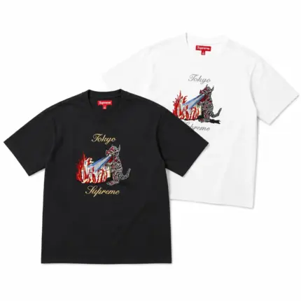 【預售】Sup SS26 WEEK7 Monster S/S Top 東京噴火怪獸酷斯拉刺繡印花 短袖T恤 黑/白