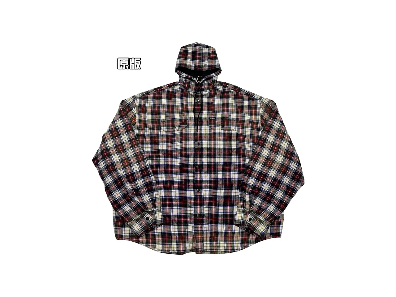 巴黎 BLC 23SS 拼色水洗格紋 法蘭絨 棉服 外套 夾克