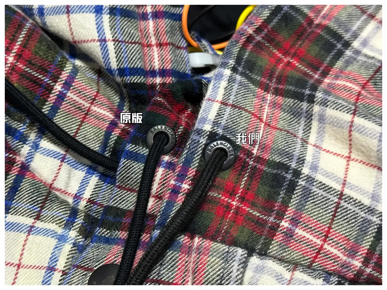 巴黎 BLC 23SS 拼色水洗格紋 法蘭絨 棉服 外套 夾克
