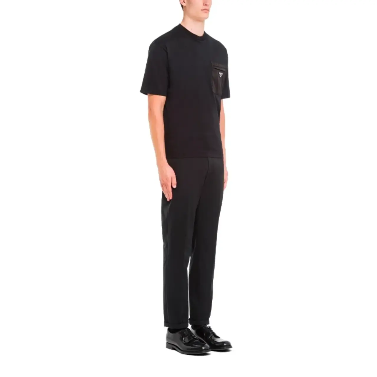 PRA 24SS Re-Nylon and jersey T-shirt 再生尼龍 拼接口袋 三角標鐵牌 短袖T恤