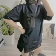 PRA 24SS Re-Nylon and jersey T-shirt 再生尼龍 拼接口袋 三角標鐵牌 短袖T恤：圖片 7