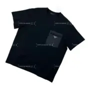 PRA 24SS Re-Nylon and jersey T-shirt 再生尼龍 拼接口袋 三角標鐵牌 短袖T恤：圖片 9