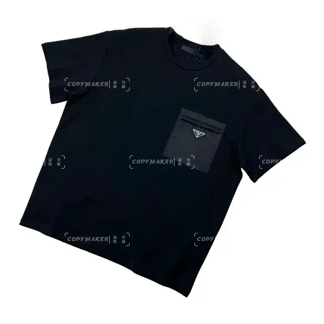 PRA 24SS Re-Nylon and jersey T-shirt 再生尼龍 拼接口袋 三角標鐵牌 短袖T恤