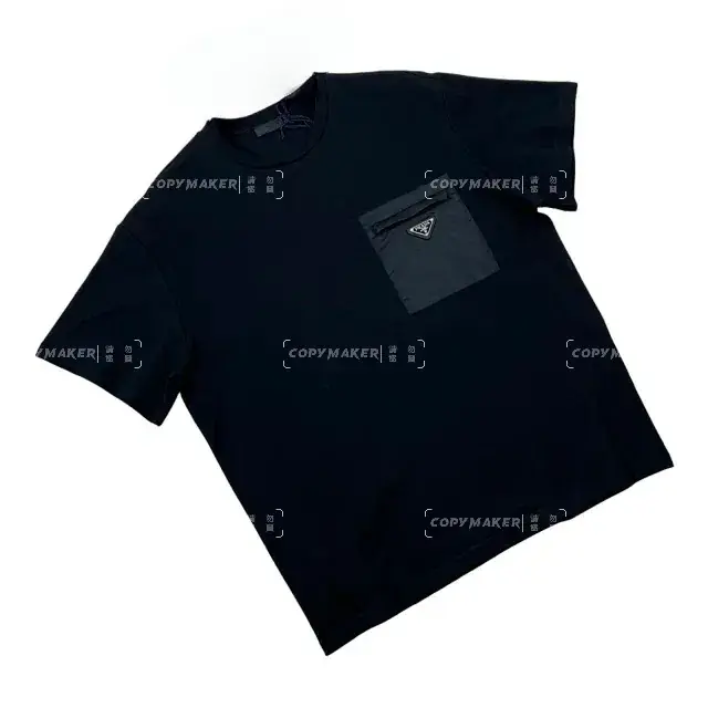 PRA 24SS Re-Nylon and jersey T-shirt 再生尼龍 拼接口袋 三角標鐵牌 短袖T恤