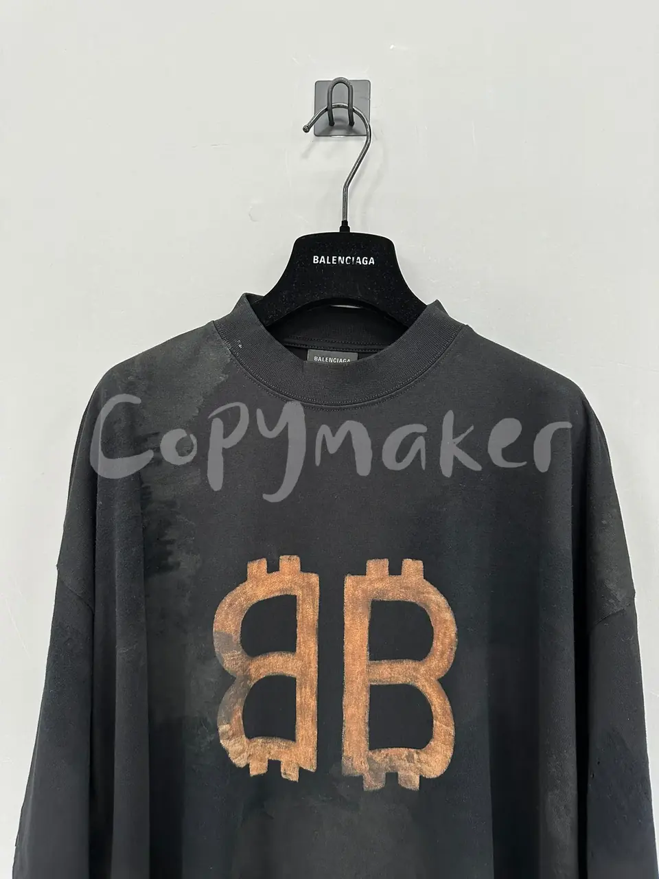 【現貨】巴黎 BLC 23SS 雙B 比特幣 泥染水洗作舊破壞 短袖 T恤
