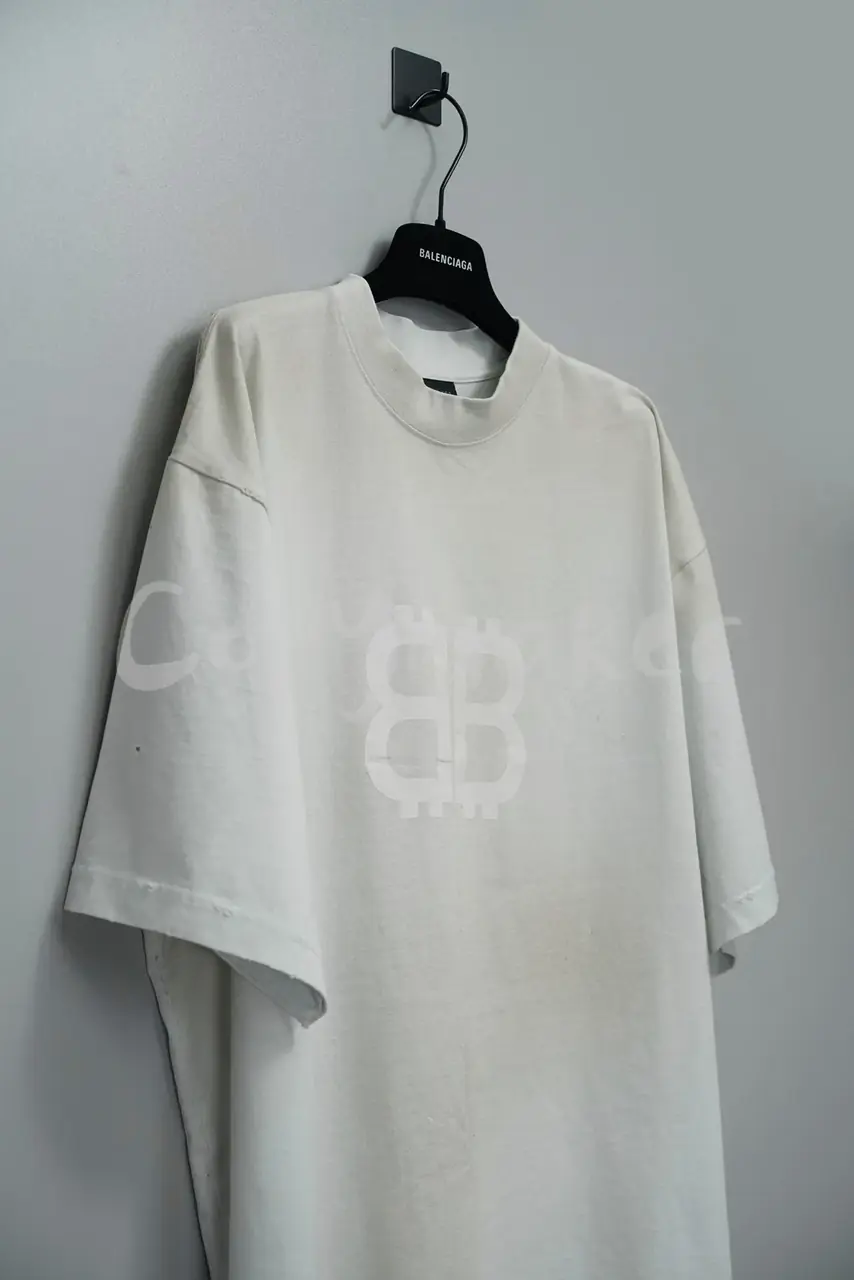 【現貨】巴黎 BLC 23SS 雙B 比特幣 泥染水洗作舊破壞 短袖 T恤