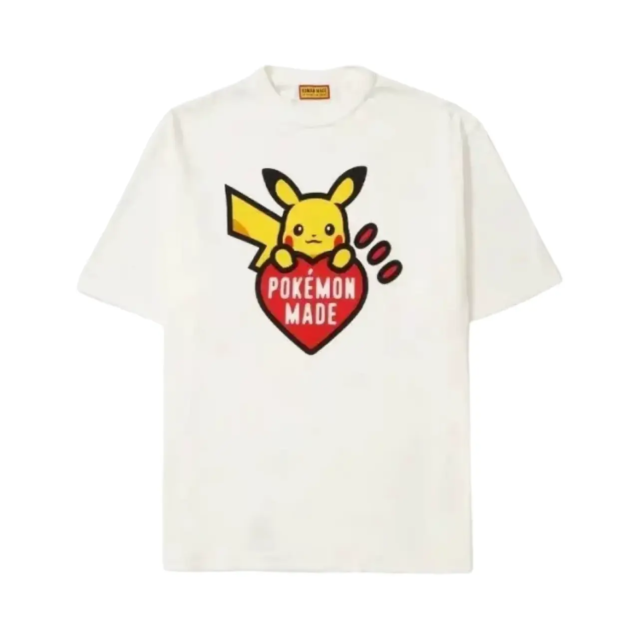 【預售】Human Made x POKEMON MADE 25ss 聯名 皮卡丘印花 寶可夢 圓筒短袖T恤 黑/白