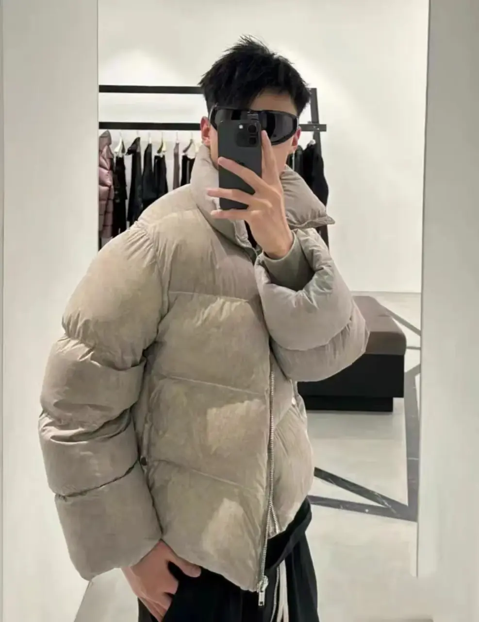 Moncler x Rick Owens 蒙口RO聯名 素色織帶 鵝絨羽絨外套夾克