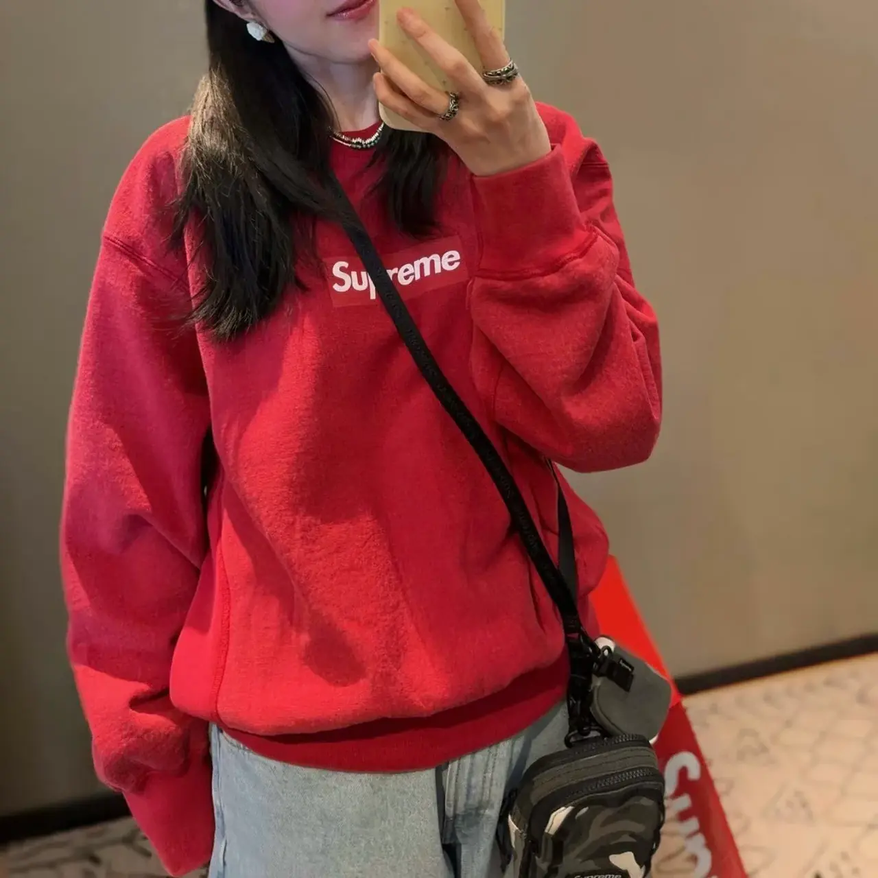【預售】【雙11新品】SUP 25FW BoxLogo Crewneck 經典logo開裂印花 大學T大學踢圓領衛衣