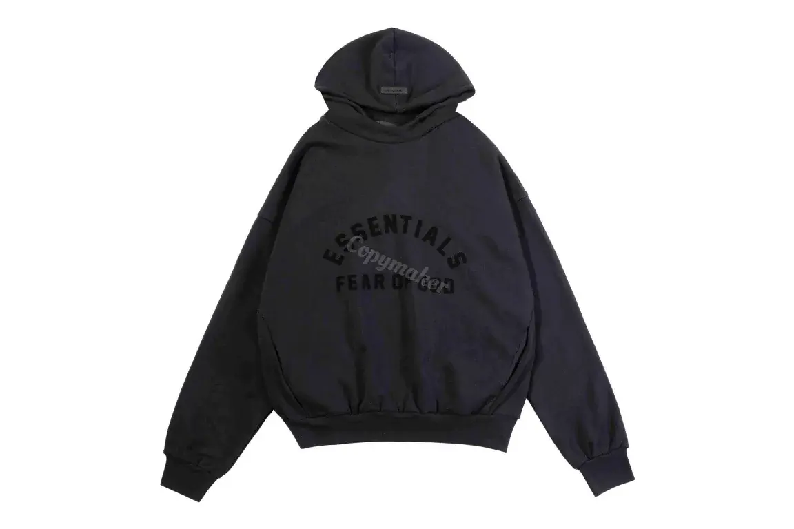 23SS FOG ESSENTIALS 副線膠標 帽T帽衫連帽衛衣 FEAR OF GOD 玄青黑 圓弧字母
