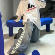 巴黎 BLC x AD 聯名 23SS  Wide-leg Jeans 條紋水洗牛仔褲 休閒褲 巨寬鬆：圖片 8